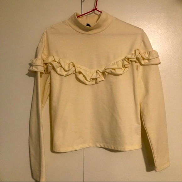 BUFFALO ruffled pastel yellow sweater - Picture 1 of 2